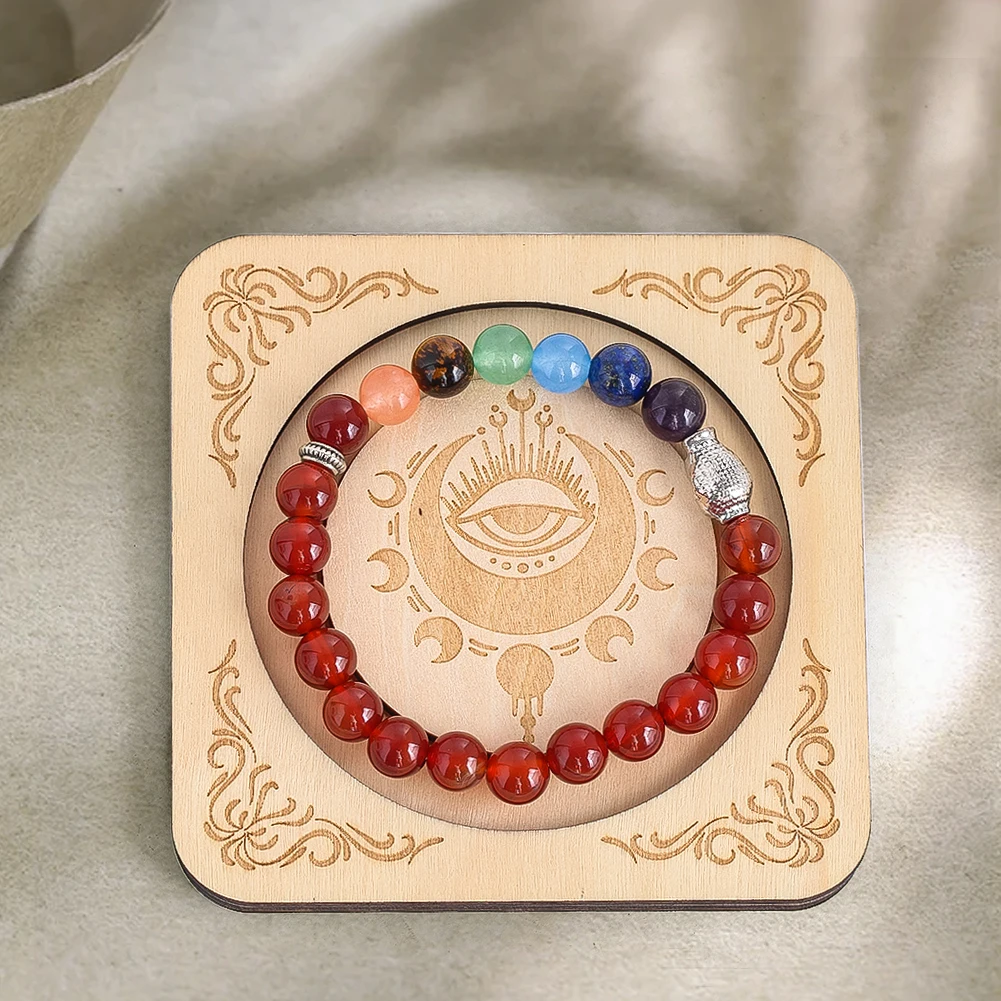 Wooden Beading Bracelet Display Board Mysterious Eye Design Crafts Tray DIY Jewelry Making Necklaces Display Organizer Tools