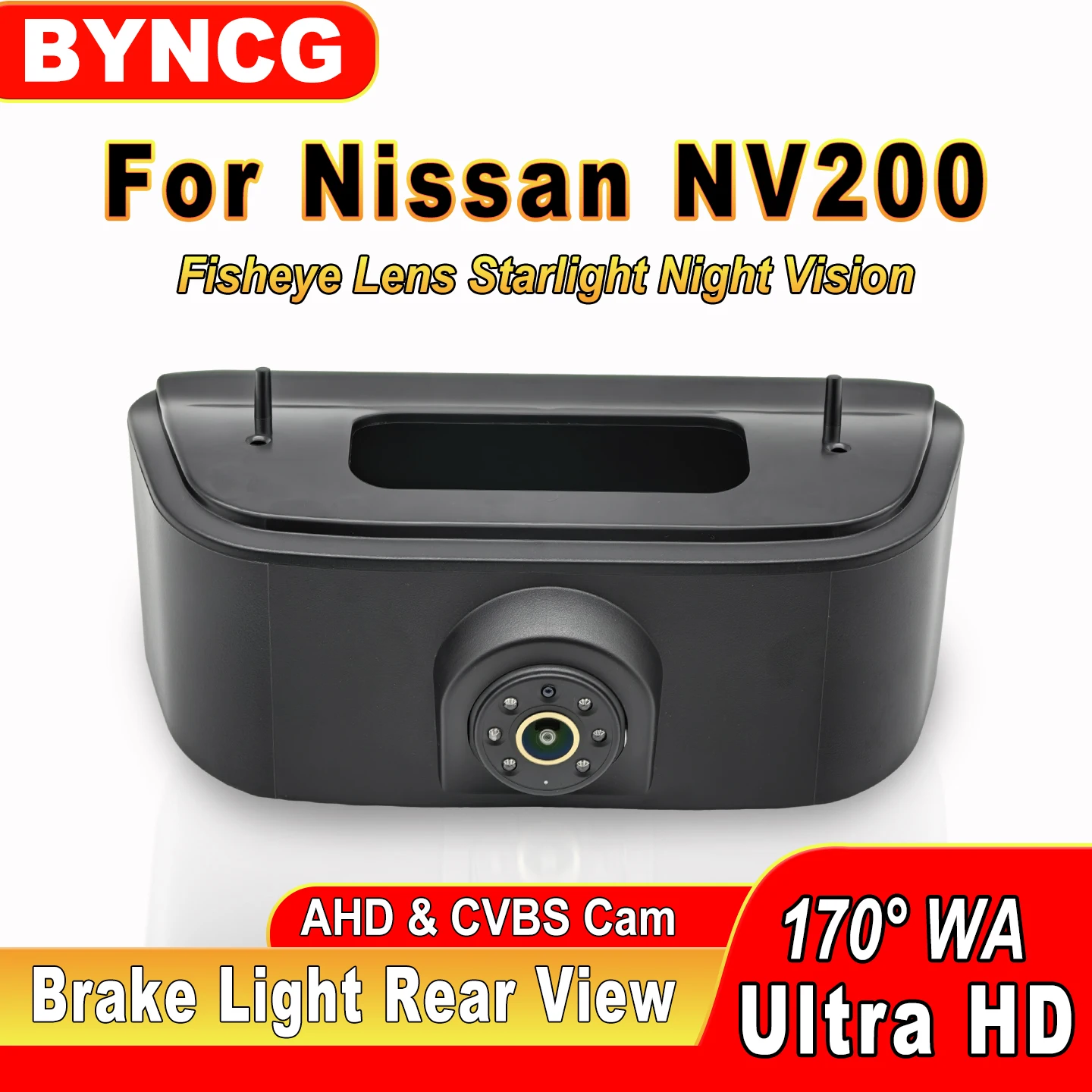 BYNCG AHD 1080P CVBS Car Brake Light Rear View Reverse Camera For Nissan NV200 Chevrolet City Express Van 170° Backup Cam