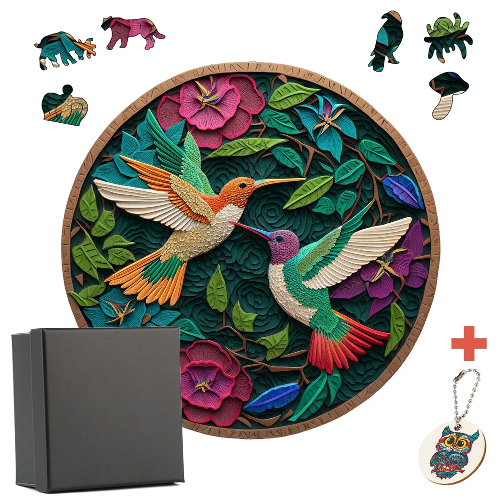 Hummingbird Jigsaw Puzzles Unique Animal Shape Wooden Puzzle Suitable For Friends Family To Play Together Perfect Holiday Gifts