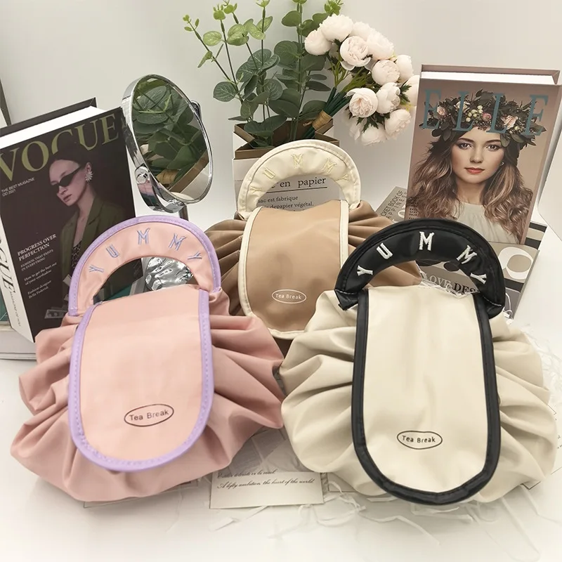 Large Capacity Drawstring Makeup Cosmetic Bag Waterproof Travel Toiletry Organizer Luxury Lazy Person CosmeticStorage Bags Pouch