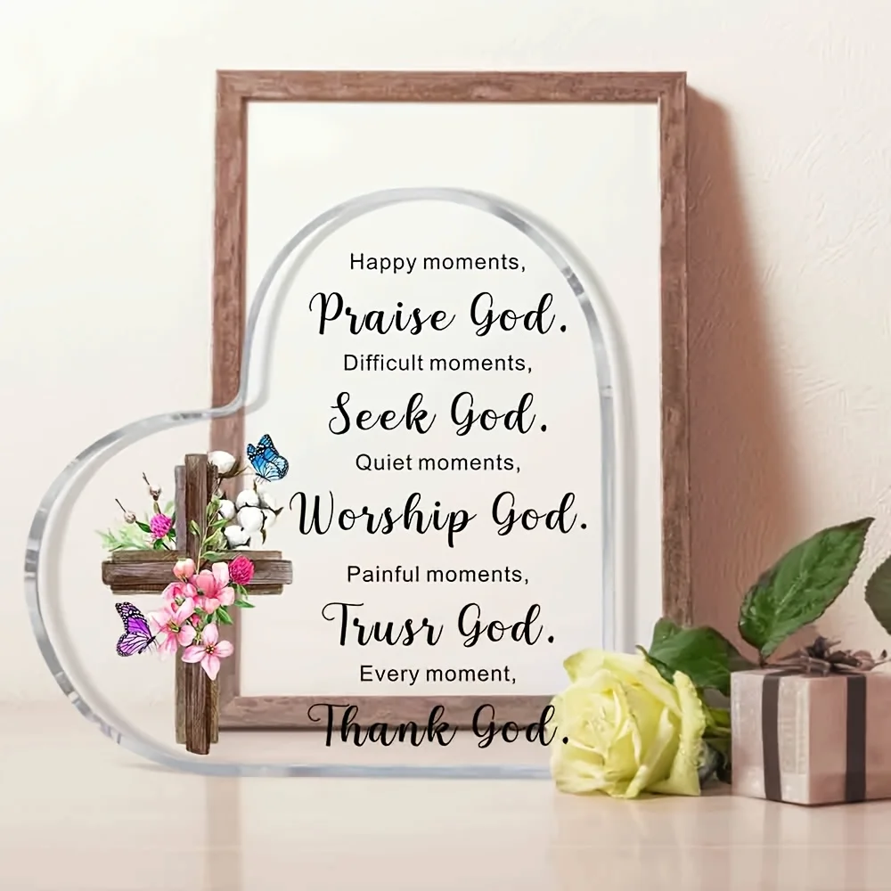 CIFBUY Acrylic Bible Verse Desktop Decor Religious Sign For Home Office Church Gift For Men Women
