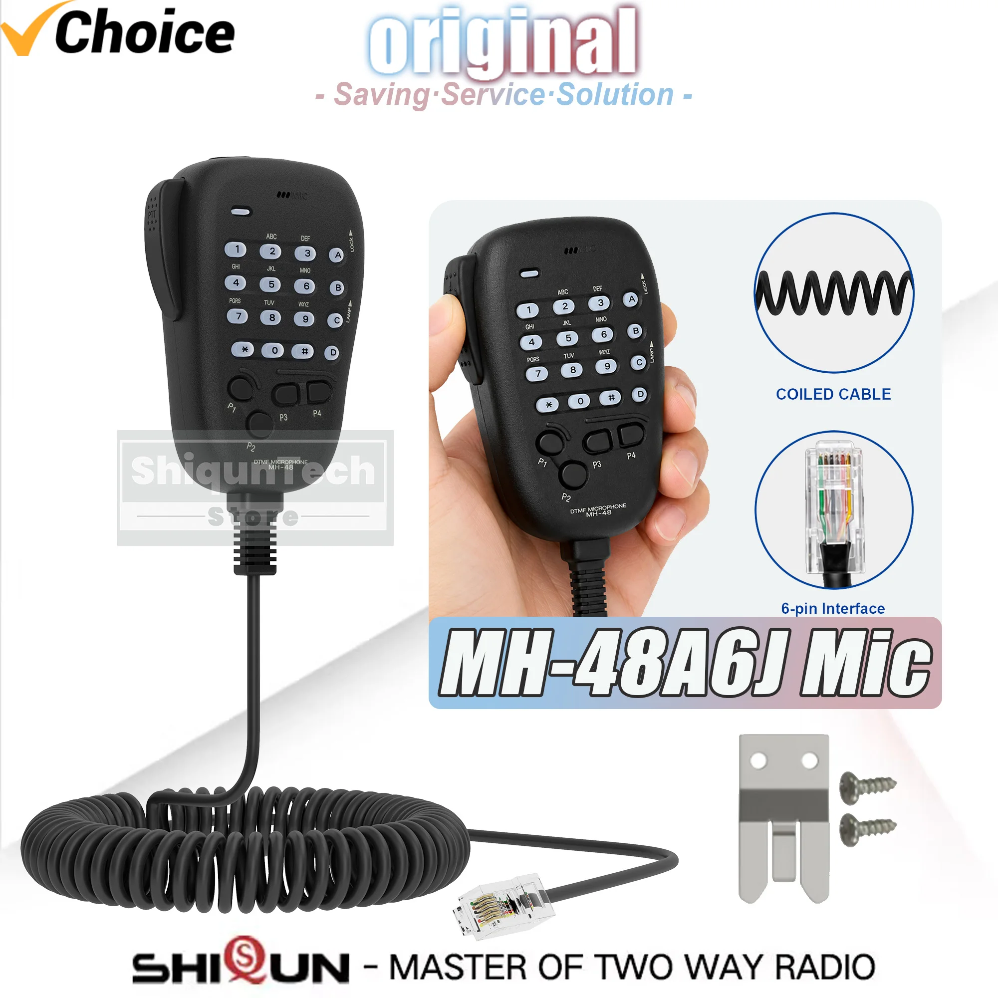 MH-48A6J Microphone Car Mobile Radio Handheld Mic Speaker MH-48 Heavy Duty Mic Compatible with FT-1500 FT-1802 FT-7100M FTM-3100