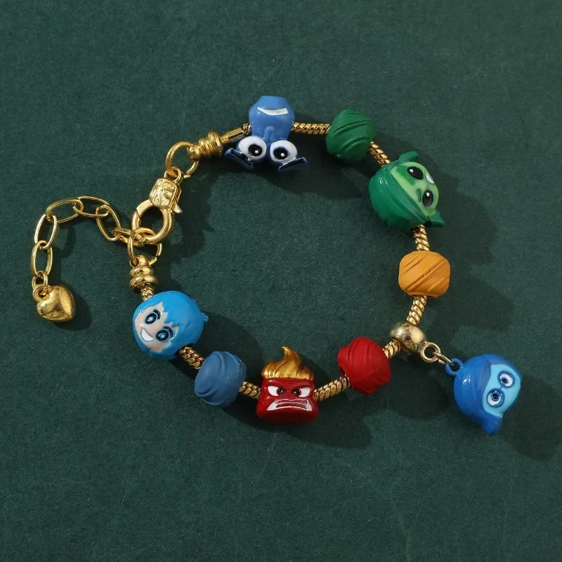 

Disney Movie Inside Out 2 Bracelet Cute Anime Joy Sadness Anger Cartoon Beaded Hand Chain DIY Bracelets for Girls Holiday Gifts