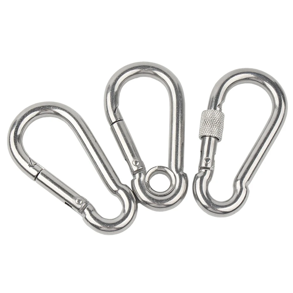 1-5Pcs M4 M5 M6 M8 M10 304 Stainless Steel Spring Snap Carabiner Quick Link Lock Ring Hook Snap Shackle Chain Fastener Hook