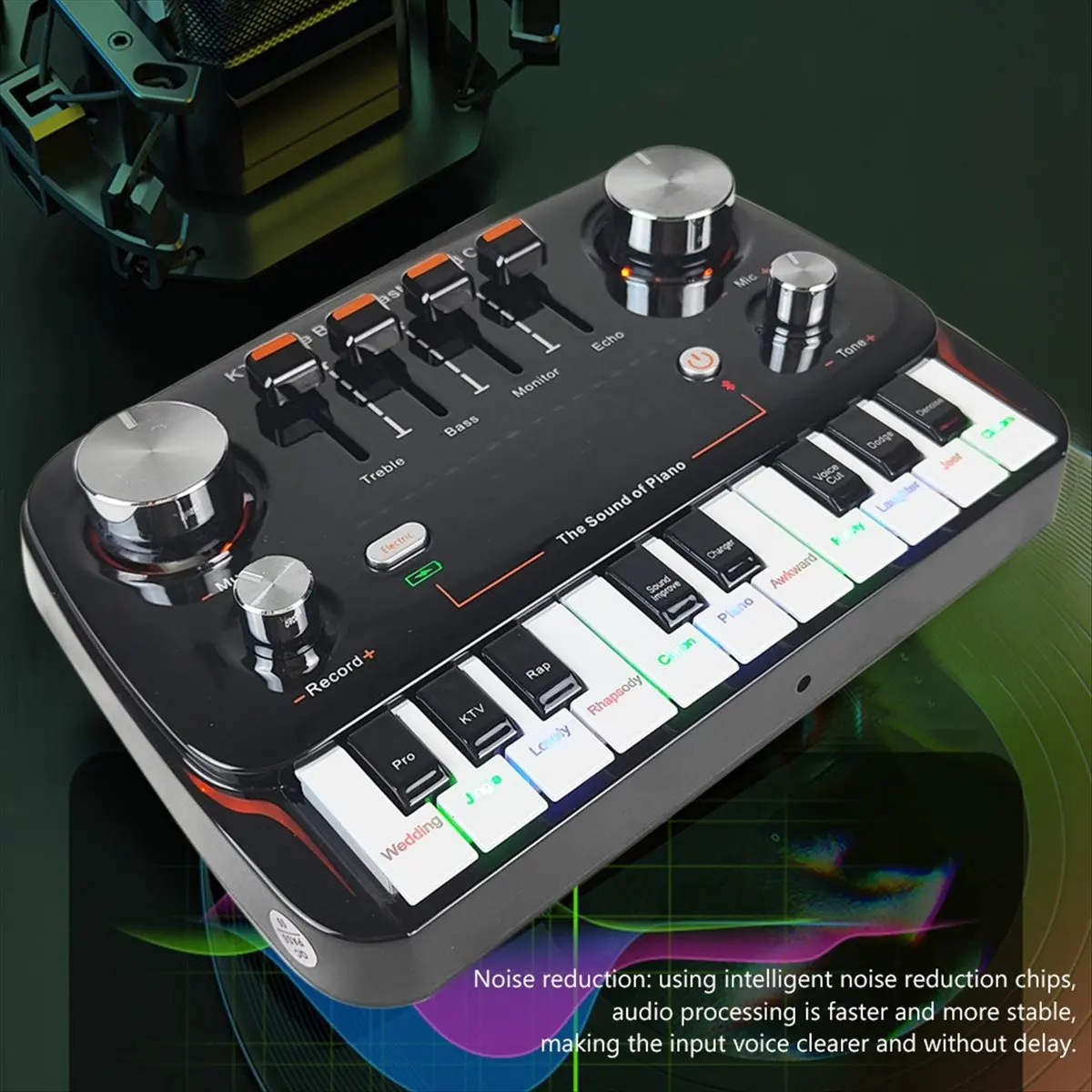 KTV Live Broadcast Sound Card Audio Recording Desktop Singing Wireless Lossless Transmission Plug and Play Voice Changer-A51M