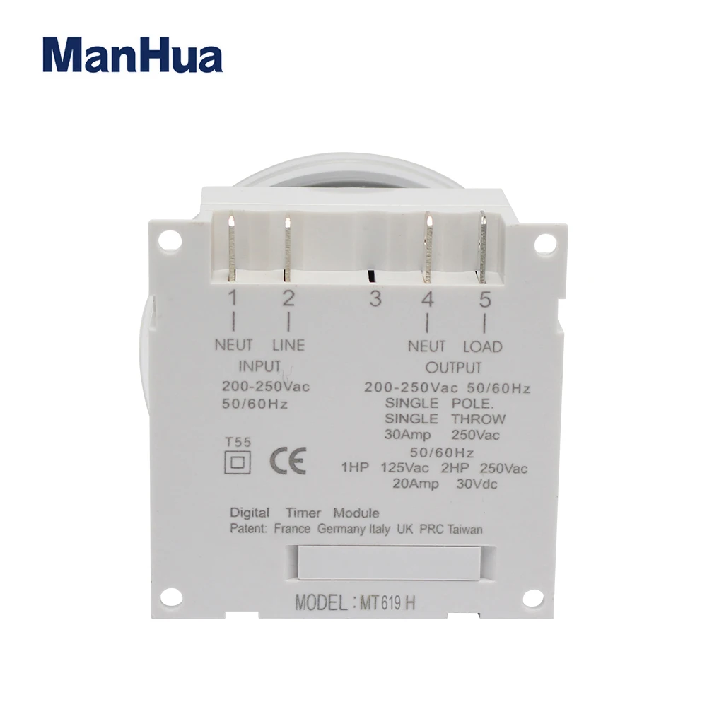 مانهوا متعددة الأغراض MT619 16A 30A جهاز توقيت رقمي مع غطاء مقاوم للماء من السهل الأسلاك 7 أيام للبرمجة الوقت التبديل
