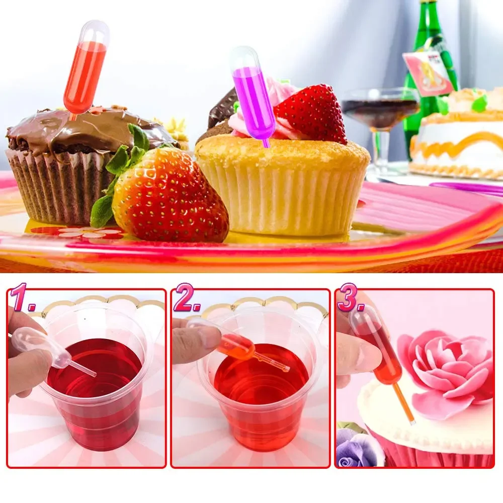 50Pcs 4ml Sauce Droppers for Cupcakes Ice Cream Sauce Ketchup Pastries Macaron Stuffed Dispenser Mini Squeeze Transfer Pipettes