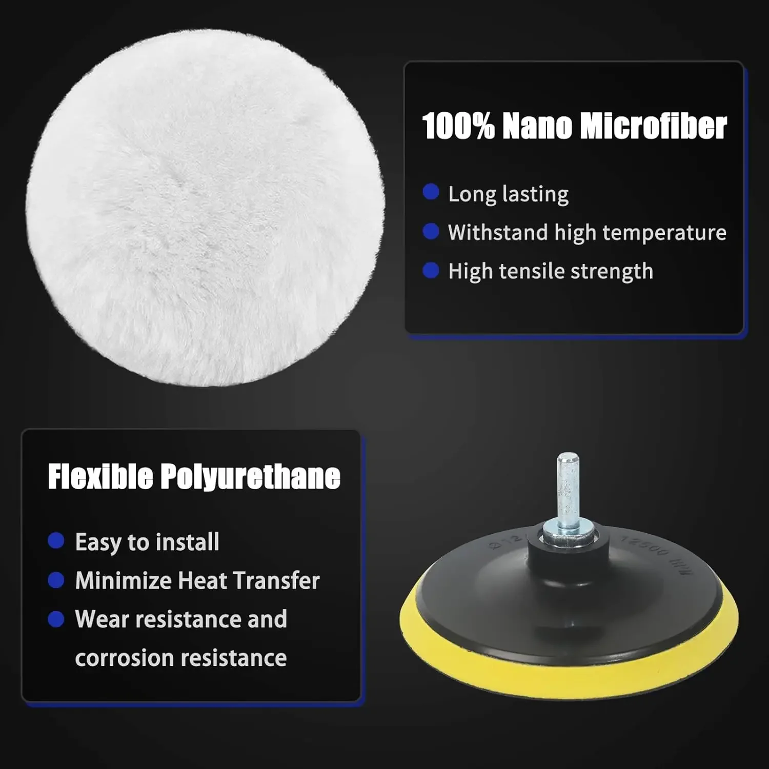 38枚入り 5インチ (125mm) ウェット＆ドライ サンディングペーパー 1000-5000グリット ウールパッド付き バッキングパッド ドリルポリッシャー サンディングアタッチメント用