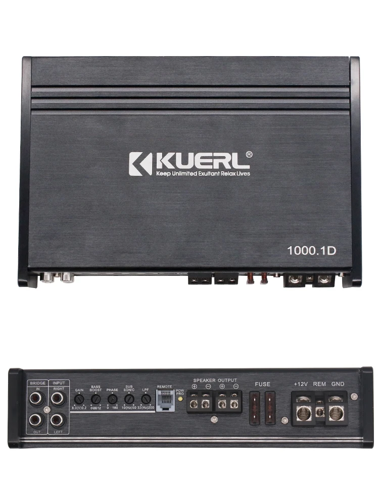 High Power Stereo Amplifier Black Car Amplifier 1000W 1 Channel Competition Car Audio Amplifier