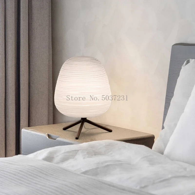 Imagem -04 - Simples Nordic Pebble Vidro Branco Lâmpada de Assoalho Modern Quarto Quente Cabeceira Table Lamp Decor Home Lustre Standing Lamp