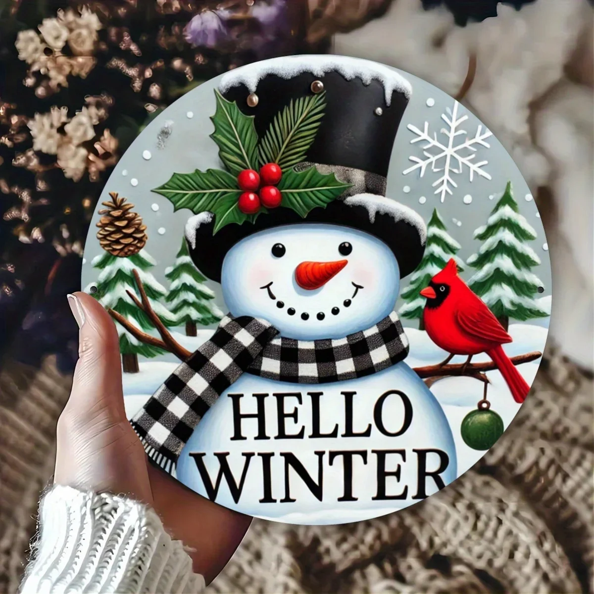 Rustic Round Metal Snowman Sign, Winter Festive Art, Garden, Home,  Iron, Painting Supplies, Artist Drawing Set