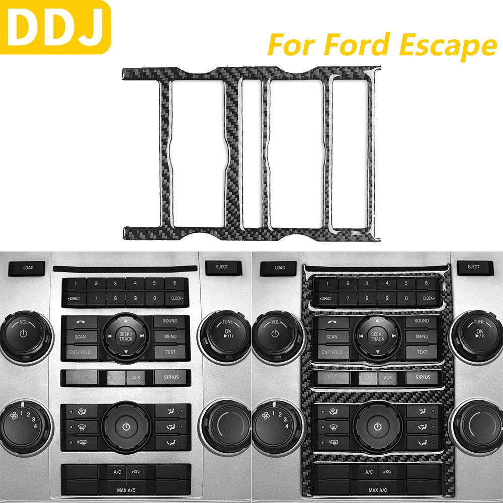 

For Ford Escape 2008-2012 Carbon Fiber Central Control Radio CD DVD Air Conditioning AC Frame Trim Cover Car Accessories Sticker