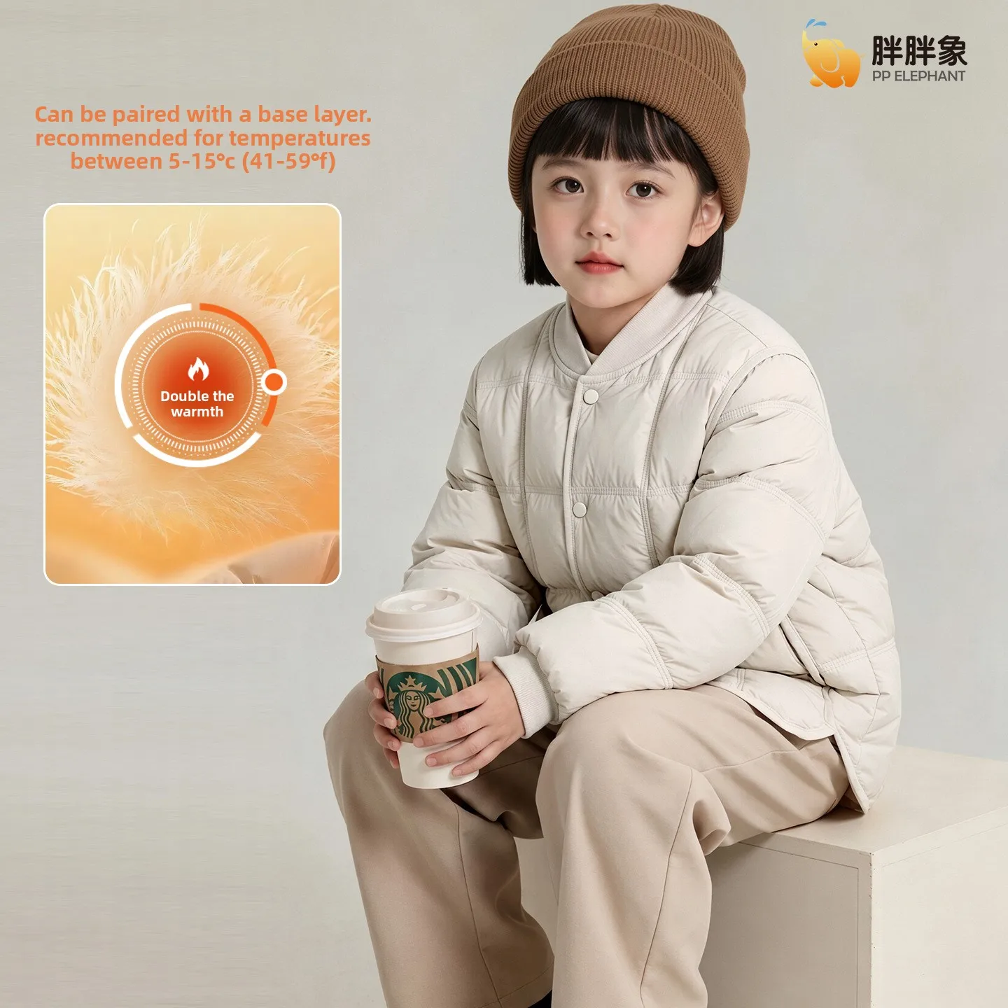 Parent-Child Kids' down Feather Winter Lightweight Short Jacket for Older and Younger Children, Boys and Girls, With Hood