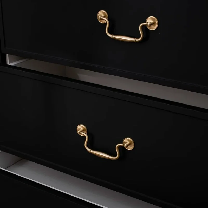 French Cabinet Handle Light Luxury Style Original Hanging Ring Handle Furniture Drawer High-end Gold Double Hole Handle