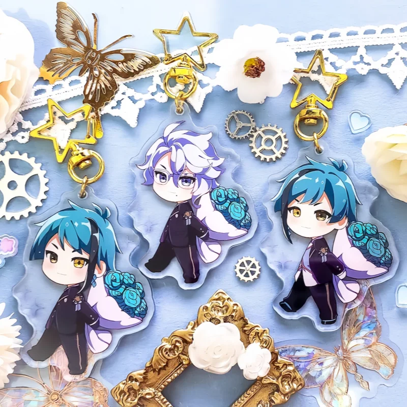 Sky Blue Rose Twisted Wonderland Acrylic Keychain Character TWST Unique Gift for Anime Lovers