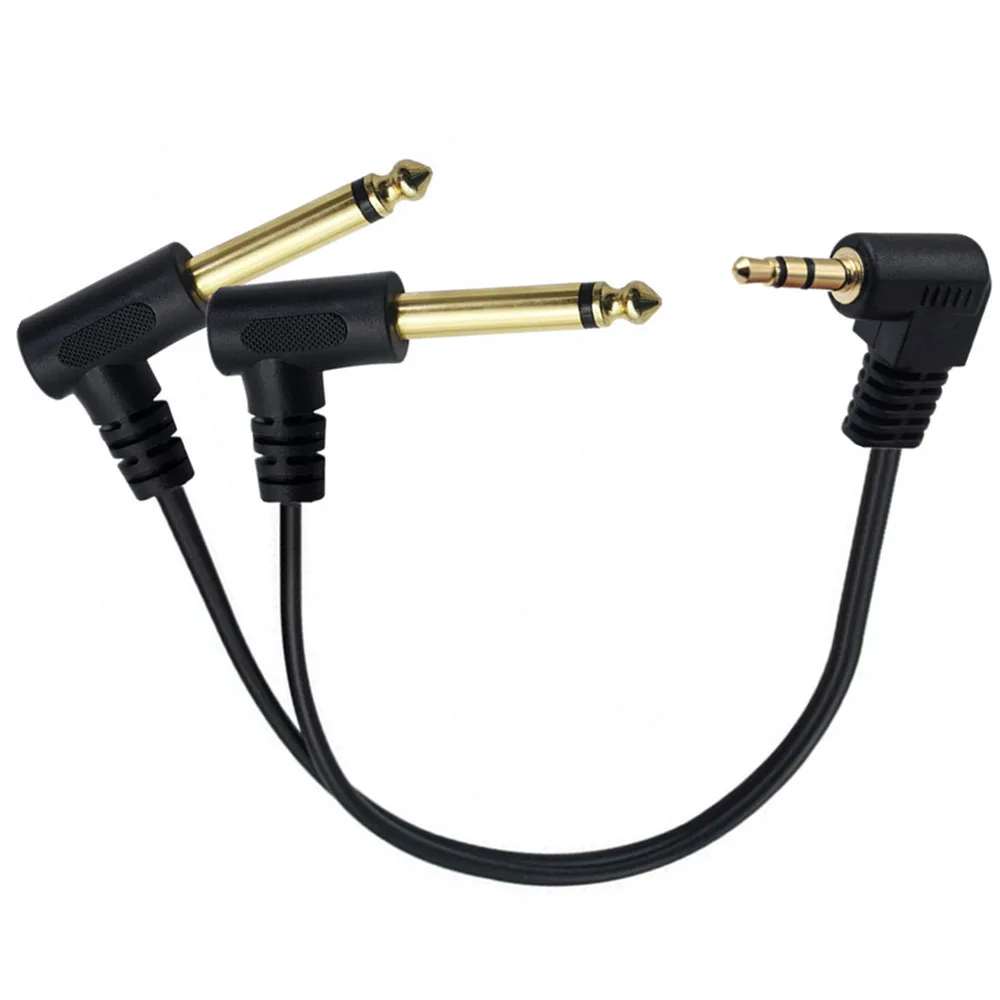 3.5mm 1/8 inch TRS Stereo male Jack to Dual 1/4 6.35mm Male Plug Mono TS Right Angle Audio Y Splitter Cable High Quality