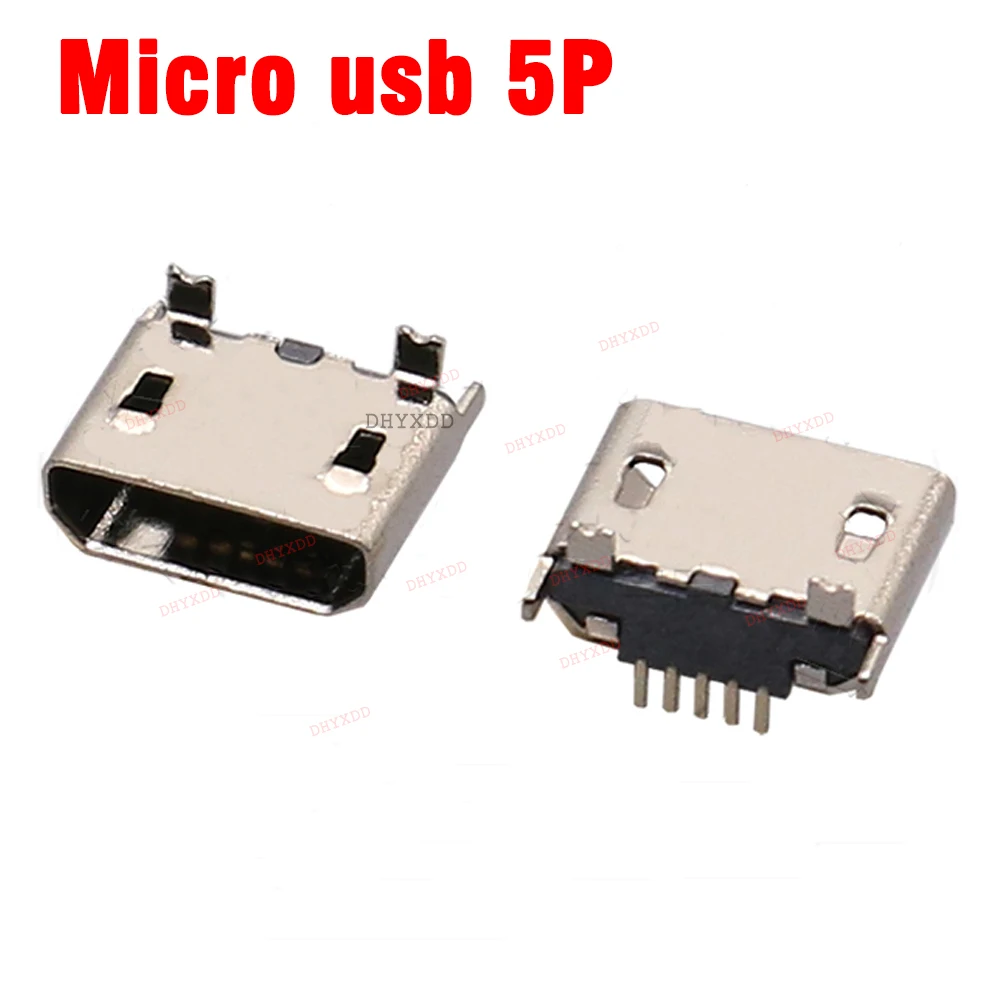 10pcs Micro USB 5pin mini Connector 90 180 Degree Vertical Patch Mobile Charging Port Jack Socket Dock