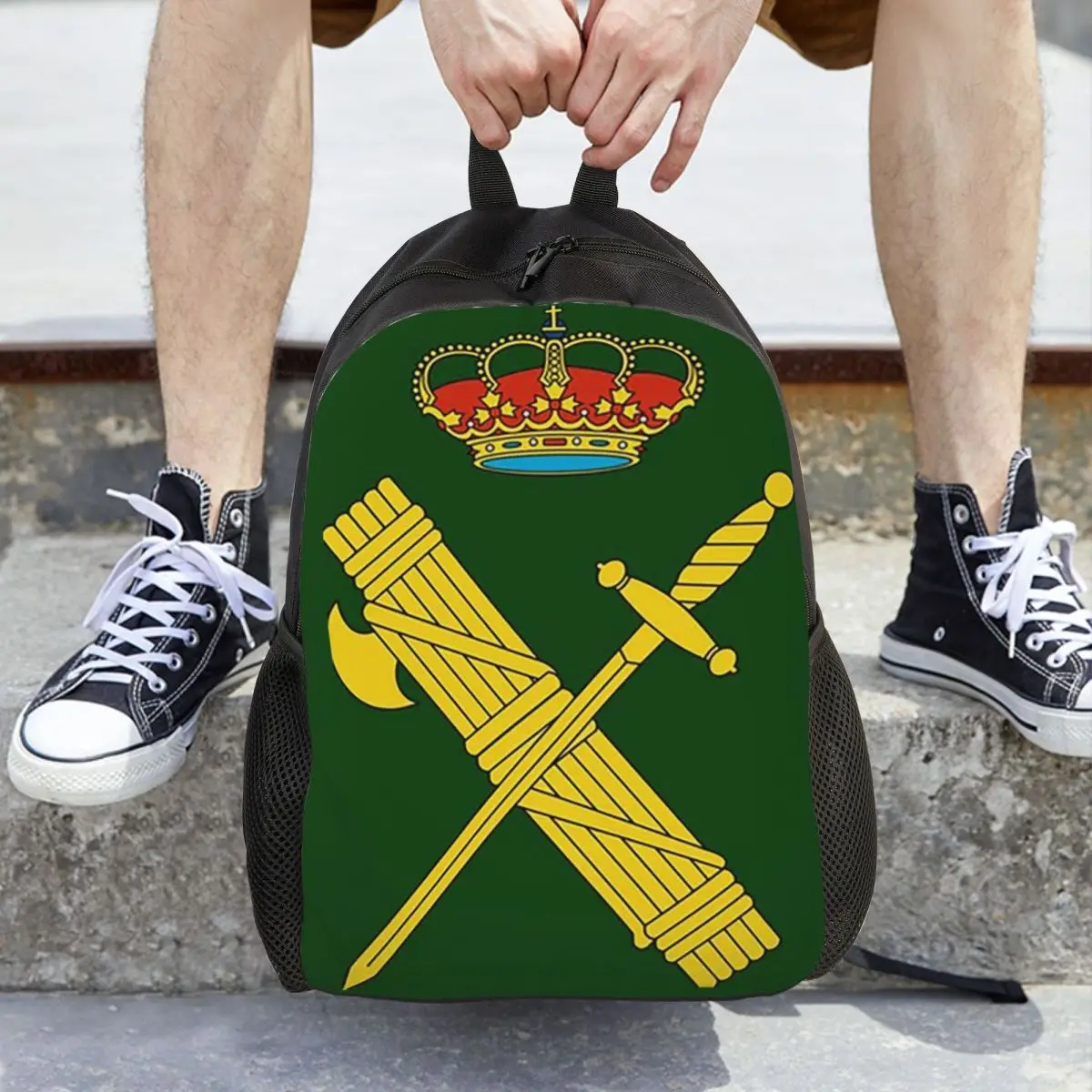 

Spain Flag Plus Emblem Civil Guard Backpack Hot Sale Daypack Large Capacity Kids BookBag School Bag Shoulder Bags for Men Women