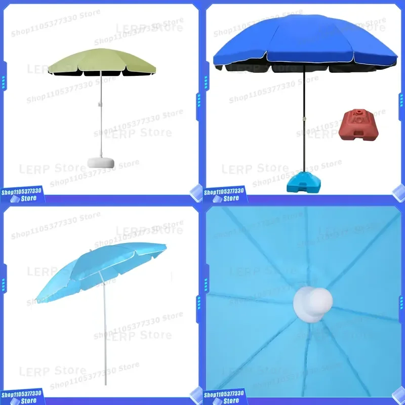 Adjustable Tilt Angle Plastic Base Patio Umbrella Manual Control Outdoor Garden Parasol Sunshade for Courtyard Backyard Use
