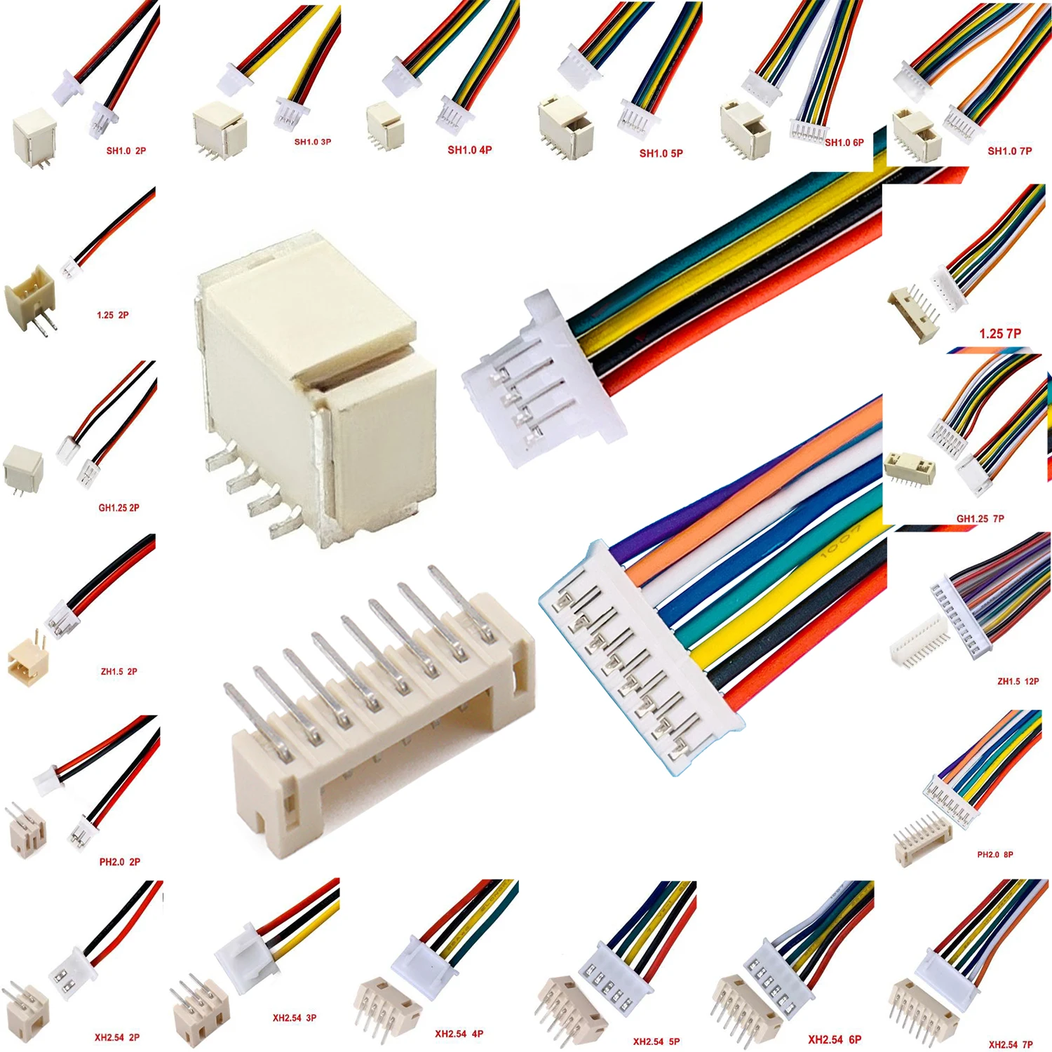 

10Set SH1.0 JST1.25 ZH1.5 PH2.0 XH2.54 JST Connector Female Housing 10/20/30cm Wire Cable+Right Angle 2/3/4/5/6/7/8/9-12P Wafer