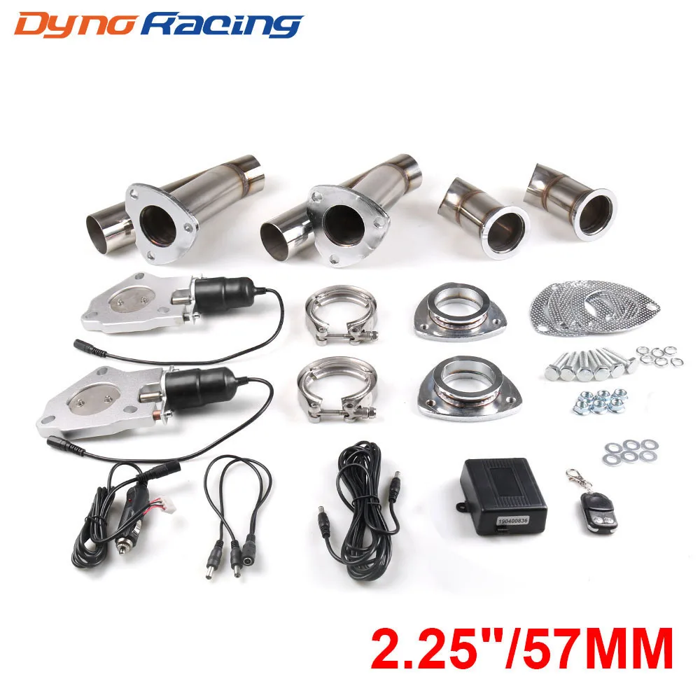 2.25'' 57mm Double Exhaust Control Valve With Remote Control Car Electric Exhaust Valve Cut outs Cutout kit Y Pipe