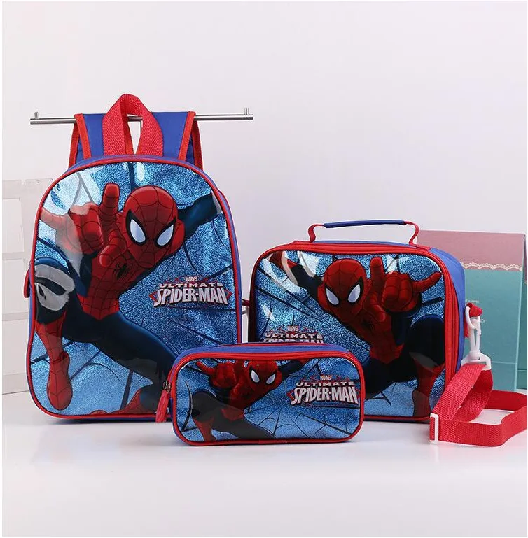 3pcs Disney Kids Schoolbag Pencil Case Shoulder Bag Set Spiderman Elsa Sofia Kindergarten Boy Girl Backpack School Supplies Gift