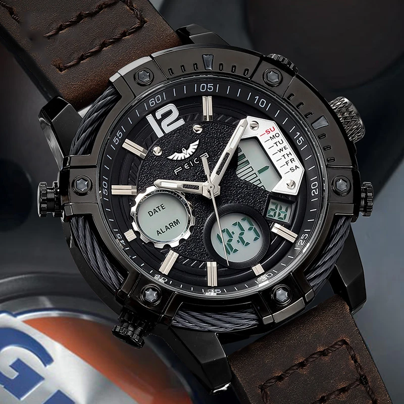 

FEICE Sports Men Quartz Watch Multifunctional Stainless Steel Waterproof Luxury Casual Luminescent Watch часы мужские