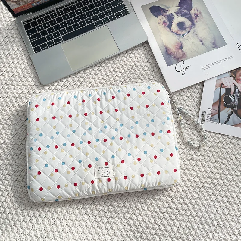 11 13.3 14 Inch Simplicity Ins Fashion Tablet Case Univeral Cute Korean Dot Print PC Storage Bag Kawaii Tablet Accessories