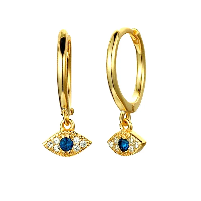 VENTFILLE 925 Sterling Silver Devil's EyeEarrings For Women Simple Cute Zircon Ear Buckle Retro Jewelry Wholesale