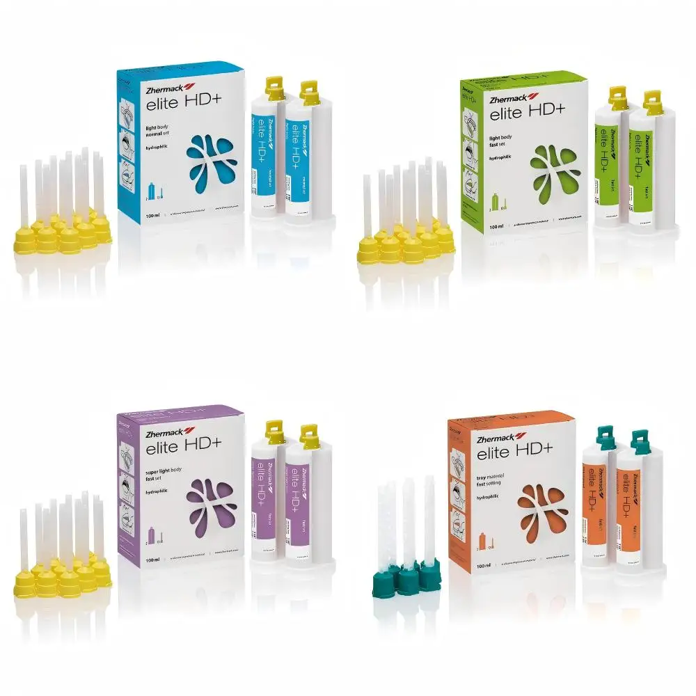 

Zhermack Elite HD+ Light Body Series Hydrophilic A-Silicone Impression Material Normal&Fast Set Super Light&Tray Material 2x50ml