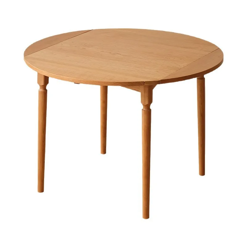

Nordic solid wood folding round table household cherry wood retractable square table small apartment square circle dual-purpose