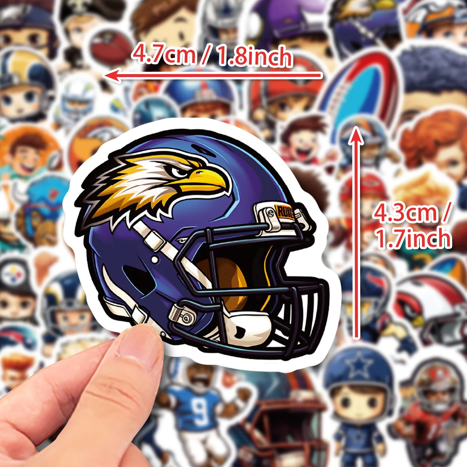 50Pcs Creative Cartoon Rugby Sports Series Graffiti Stickers Suitable for Laptop Helmets Desktop Decoration DIY Stickers Toys