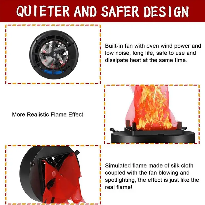 VEHO-Portable USB Rechargeable 3D Fake Fire Electric Light, Fake Campfire, Electric Flame Lamp