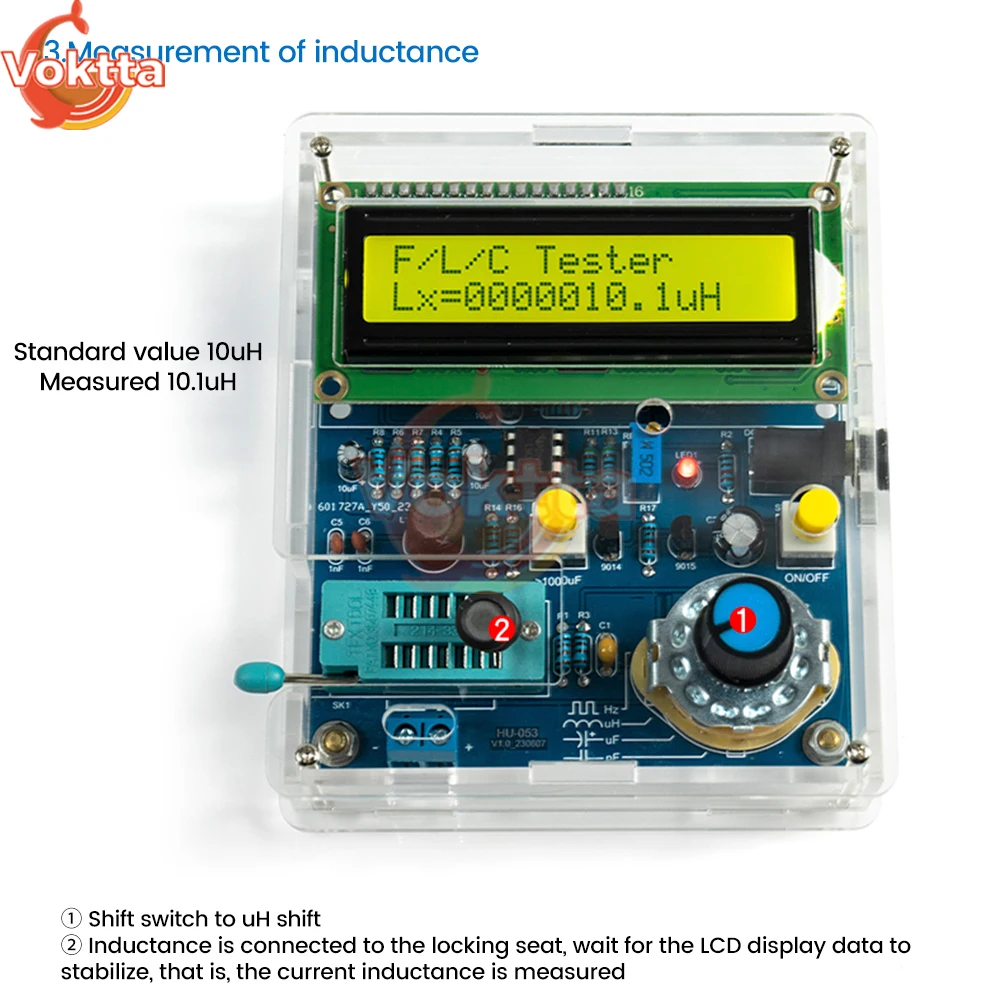 Imagem -04 - High Precision Lcd Frequency Meter Indutância Digital e Capacitância Medição Instrumento Cabo de Dados Usb Kit Faça Você Mesmo dc 5v Medidor de Indutância Digital