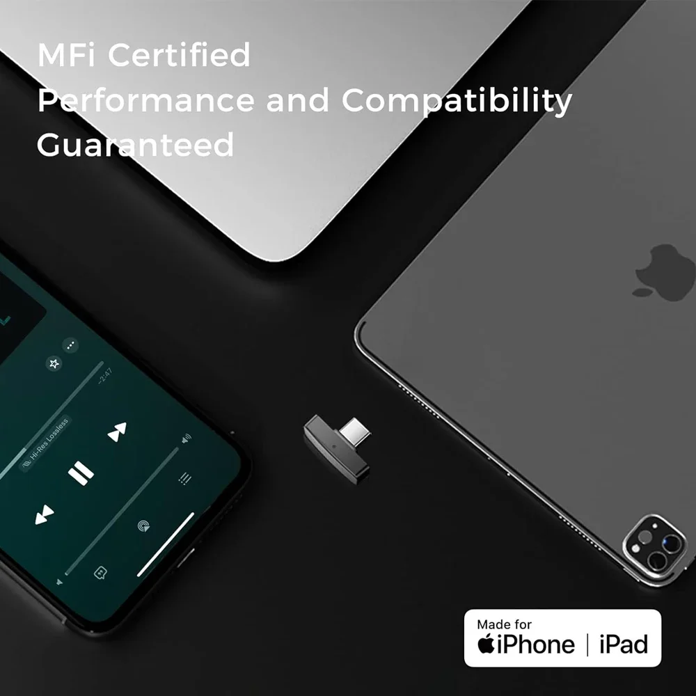

MFi Certified Questyle QCC Dongle Pro USB-C Bluetooth Adapter Support LDAC aptX Lossless aptX-Adaptive Low Latency HiFi Audio
