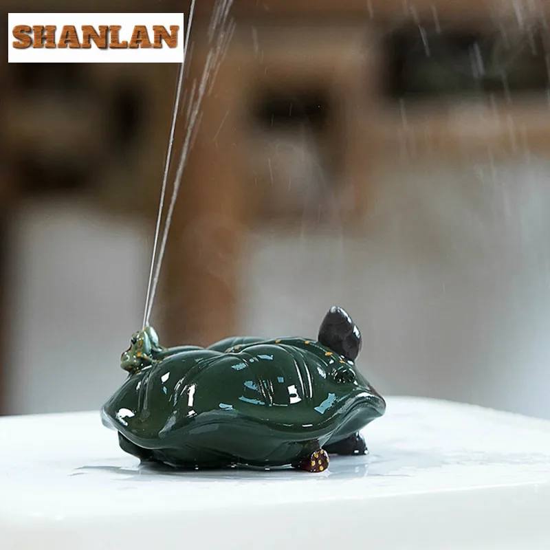 

Yixing Zisha Water Spray Lotus Leaf Frog Field Chicken Tea Pet Retro Lucky Model Tea Figurine Play Toys Tea Statue Ornaments