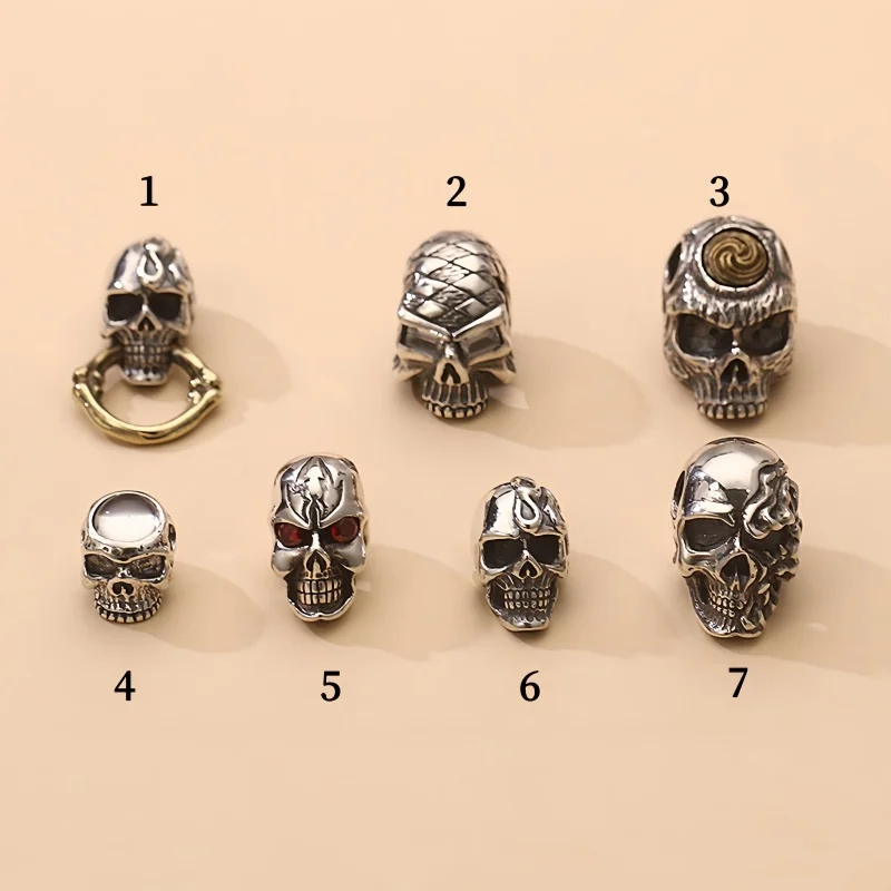 BOCAI NEW S925 Silver Charm Penant for Men Women DIY Braceleet Skull Spacer Beads Fine Choice Jewelry Accessories Wholesale