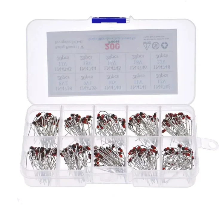 200pcs 3.6V/3.9V/4.3/4.7/5.1/5.6/6.8/7.5V 1N/4728A/3.3V 4729A 4730A 4731A 4732A 4733A 4734A 4735A 4736A 4737A Zener Diode Kit 1W