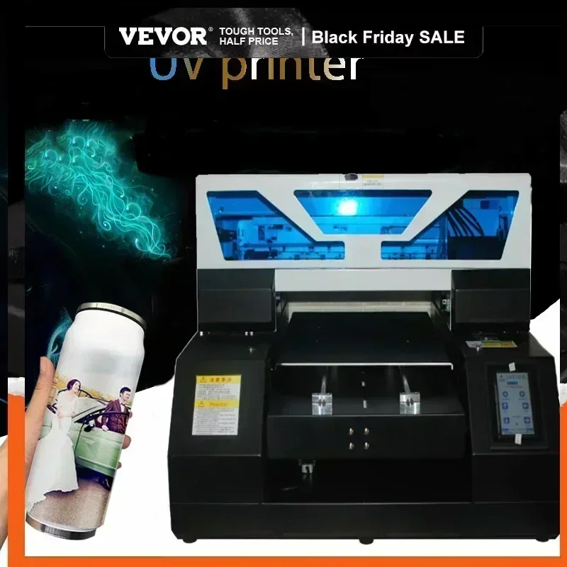 

VEVOR UV Printer A3-19 UV Flatbed A3 Size Automatic Bottle Label Printer Printer For Christmas Bottle Phonecase Acrylic Wood