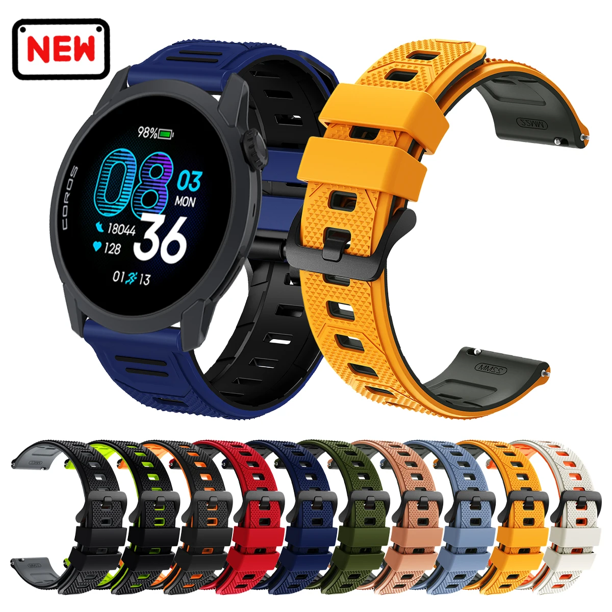 Silikonarmband für COROS PACE 4 3, COROS APEX 4-42mm, APEX Pro 46mm / APEX 2 Pro, 22mm Uhrenarmband für Xiaomi Watch S4 S1