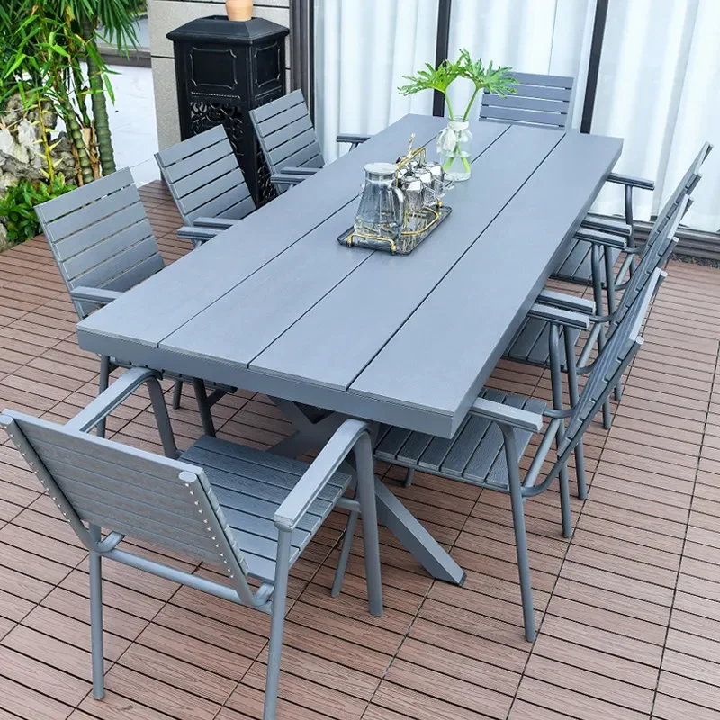 Outdoor tables and chairs courtyard garden villa terrace aluminum alloy plastic wood outdoor yard tea table balcony leisure chai
