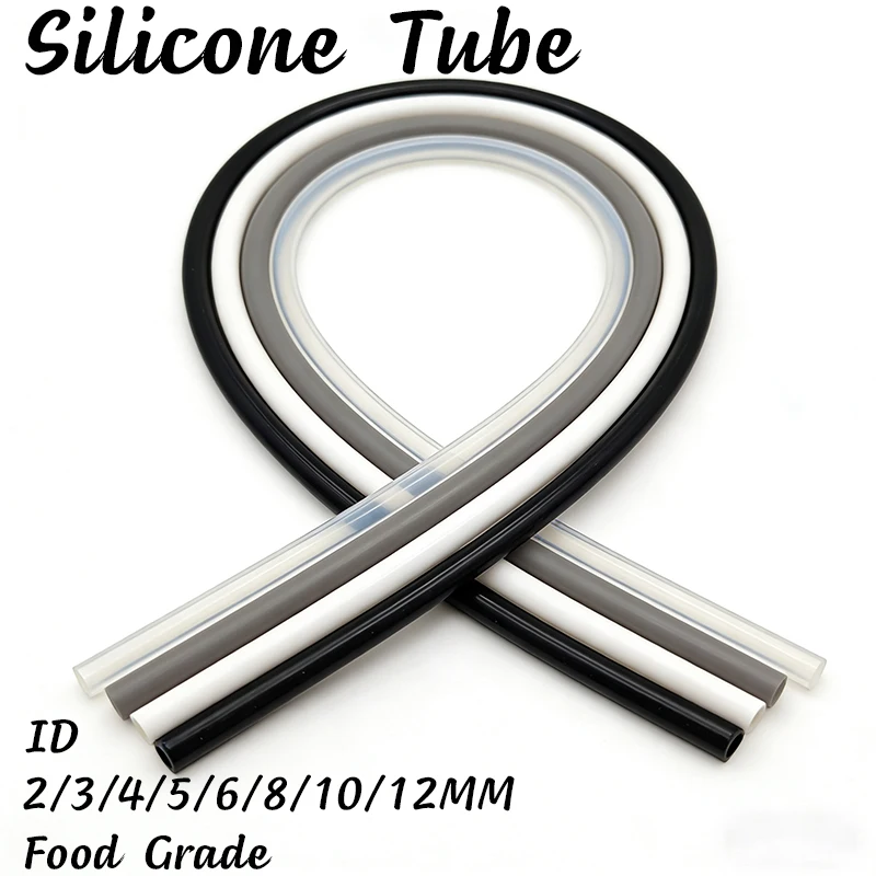 Black/white/gray/transparent food grade silicone tube ID 2/3/4/5/6/8/10/12mm equipment pipeline waterproof guide sleeve
