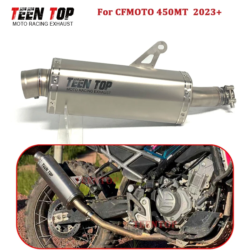 

Motorcycle Slip-on Exhaust Pipe For CFMOTO 450MT 450 MT Exhaust Muffler DB Killer SUS304 Ti-Alloy OEM Escape Moto Tailpipe 390mm