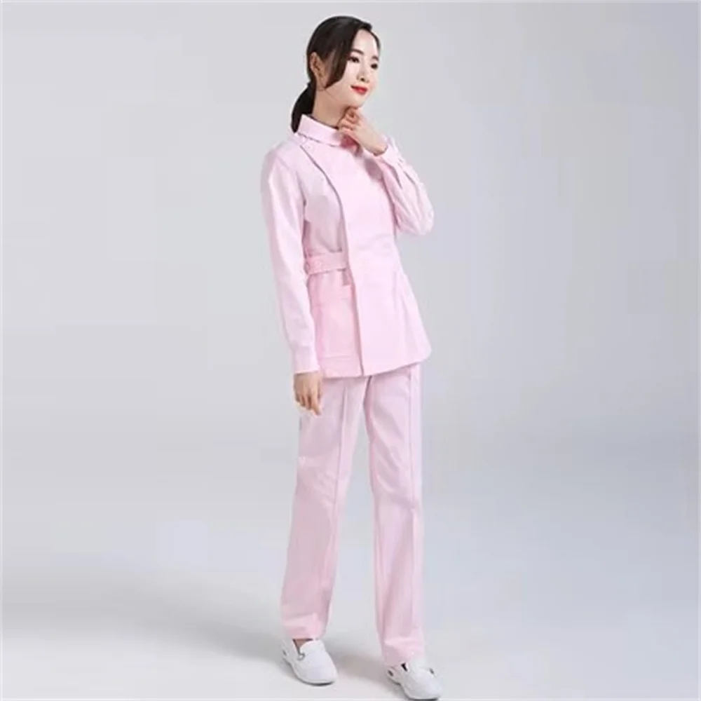 Uniforme d'infirmière à manches longues et col rond pour femme, costume UC, salopette de pharmacie dentaire, salon de beauté, nouveau