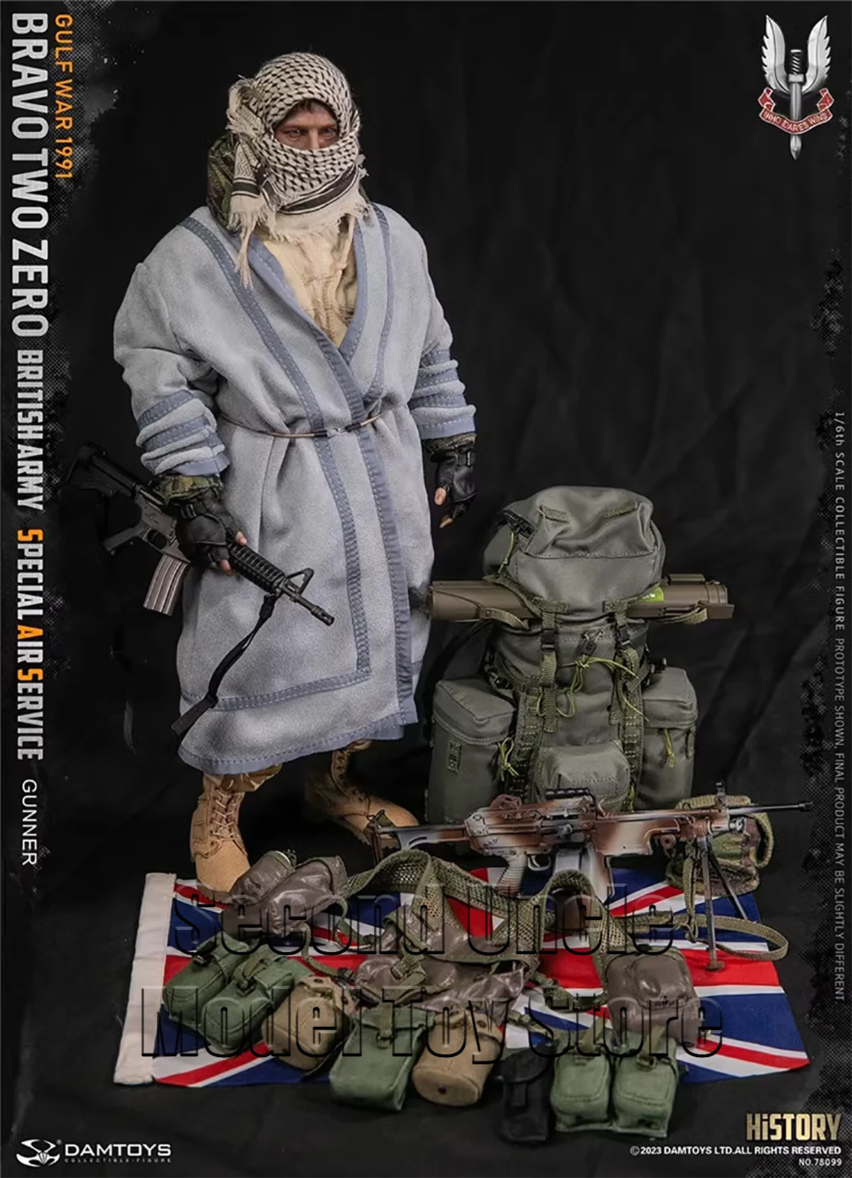 DAMTOYS DAM 78099 1/6 Scale 1991 Gulf War SAS Special Air Service Gunner Male Soldier Full Set Action Figure Body Model Toys