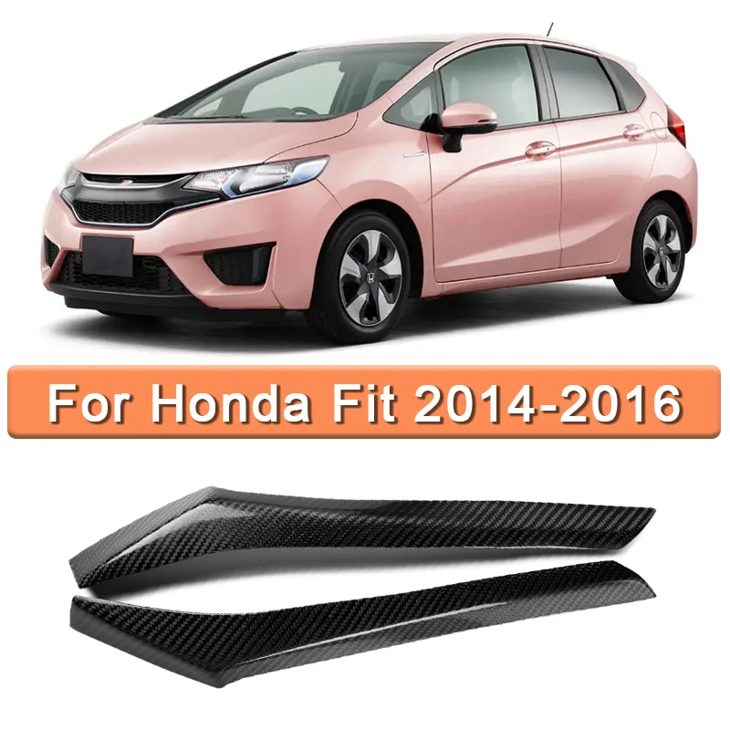 

JMCARCOOL for Honda Fit 2014-2016 Car Front Fog Lamp Cover Embellishing Strip Bumpers Canard Eyebrow Headlight Carbon Fiber