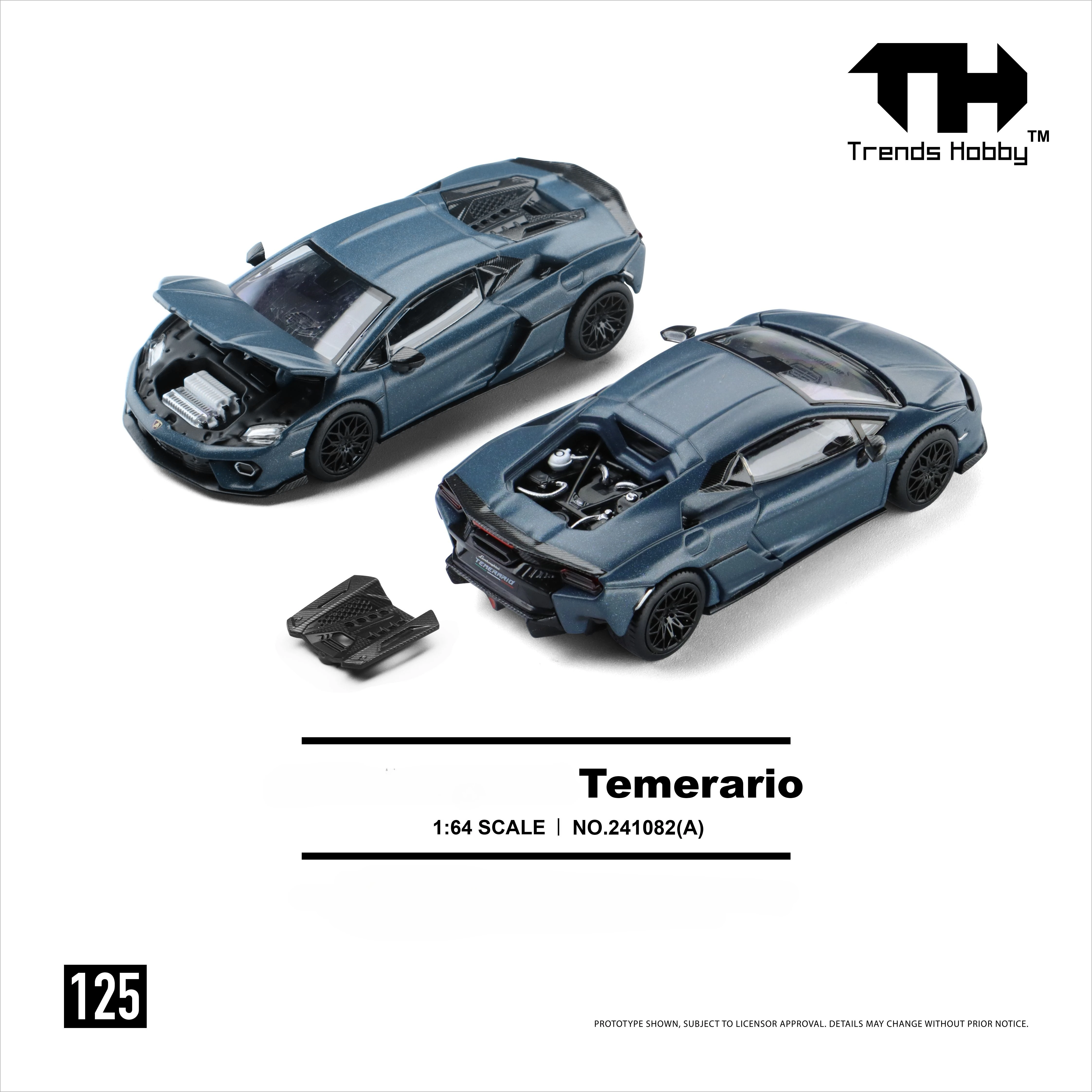 Модель автомобиля Trends Hobby 1:64 Temerario Green Matte Blue Diecast (литая под давлением)