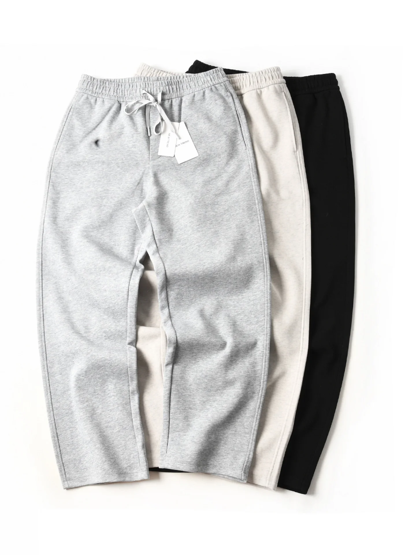 New American Style Cotton Knitted Comfortable Warm Loose Straight Elastic Waist Sports Casual Sweatpants Men's Autumn Trend