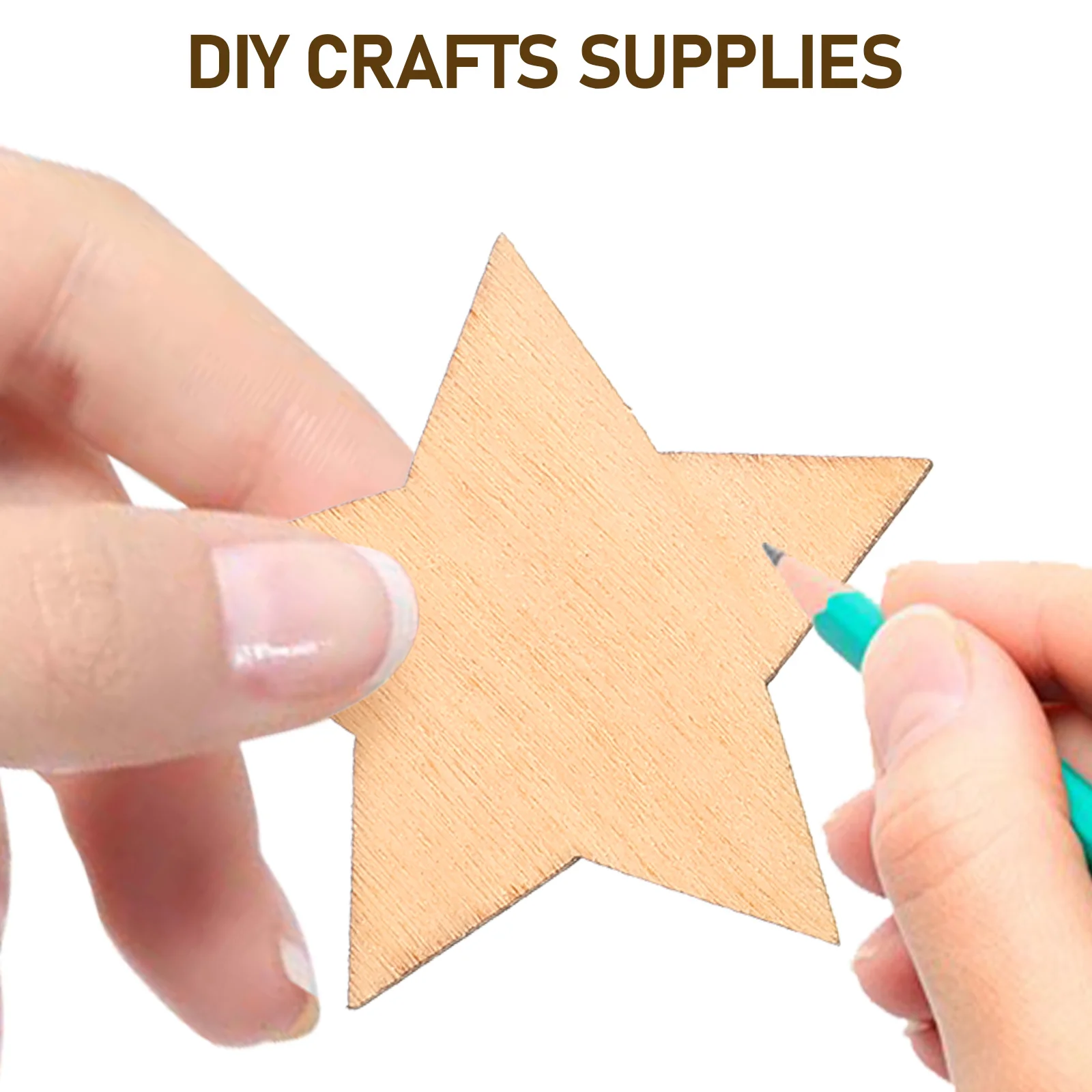 100Pcs Unfinished Wood Stars Natural Plain Craft Shapes for Painting Drawing Glitter DIY Projects Christmas Thanksgiving