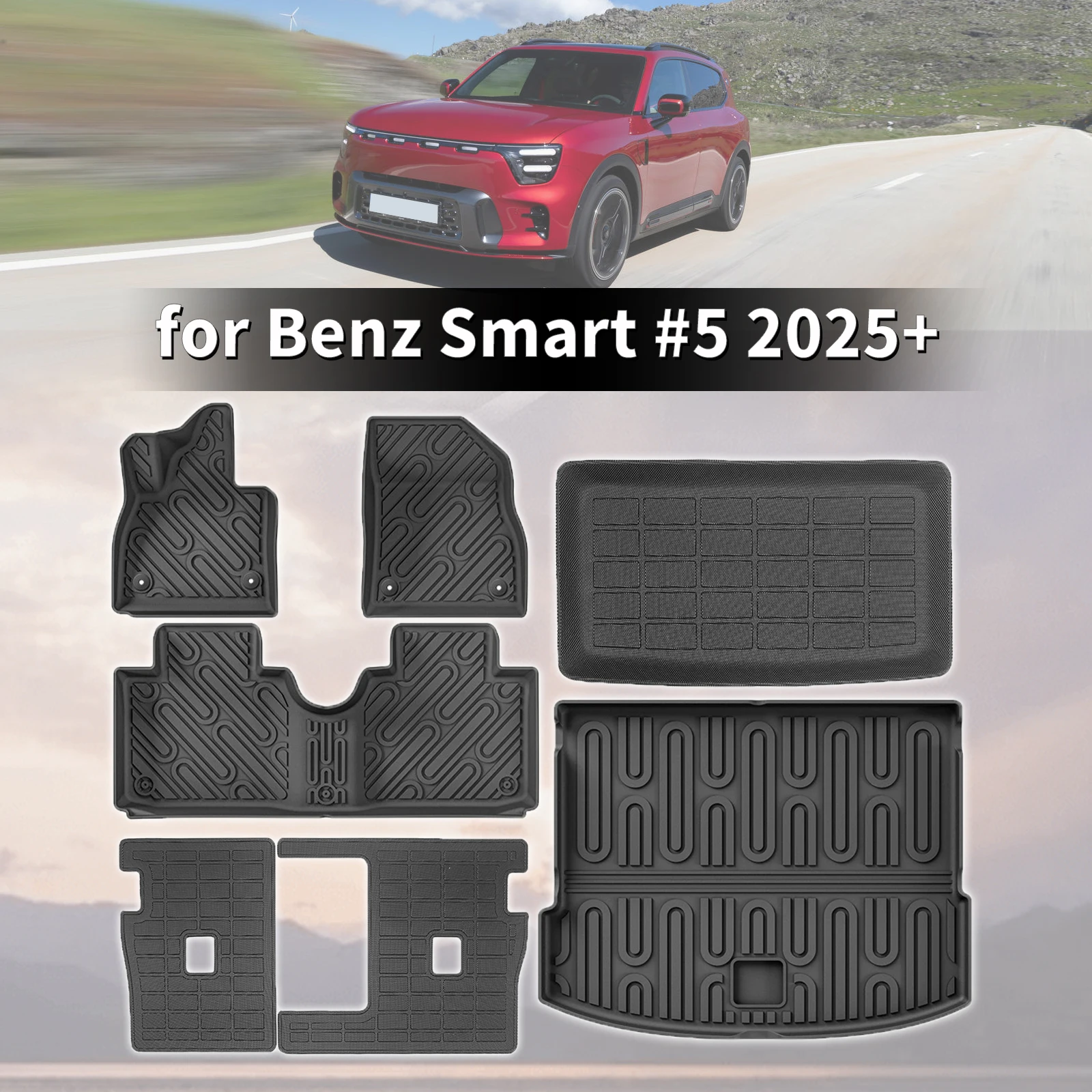 for Benz Smart #5 5 2025 2026 3D Maxpider Style TPE Floor & Trunk Mats, Full Coverage All-Weather Car Accessories